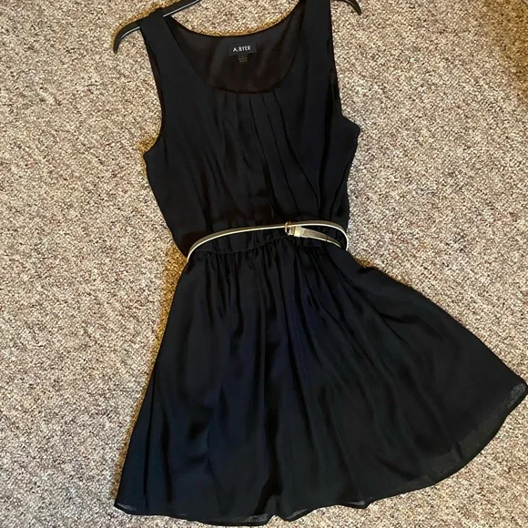 Dresses | Little Black Dress With Gold Belt Large | Poshmark